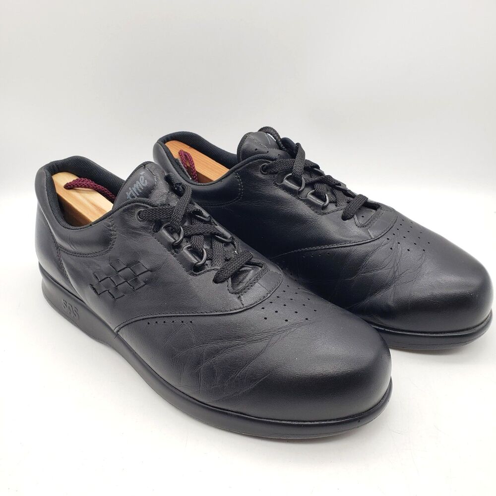 SAS Free Time Shoes Womens 9 W Wide Black Nubuck Leather Lace Up Walking Sneaker - Picture 3 of 10